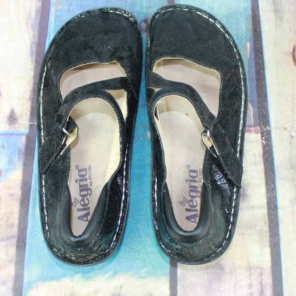 Alegria Black Embellished Paisley Mary Janes Comfort Shoes Size 39 US 9 - Picture 6 of 9
